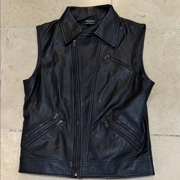 Yves Saint Laurent Jackets & Blazers - Yves Saint Laurent Black Leather Vest